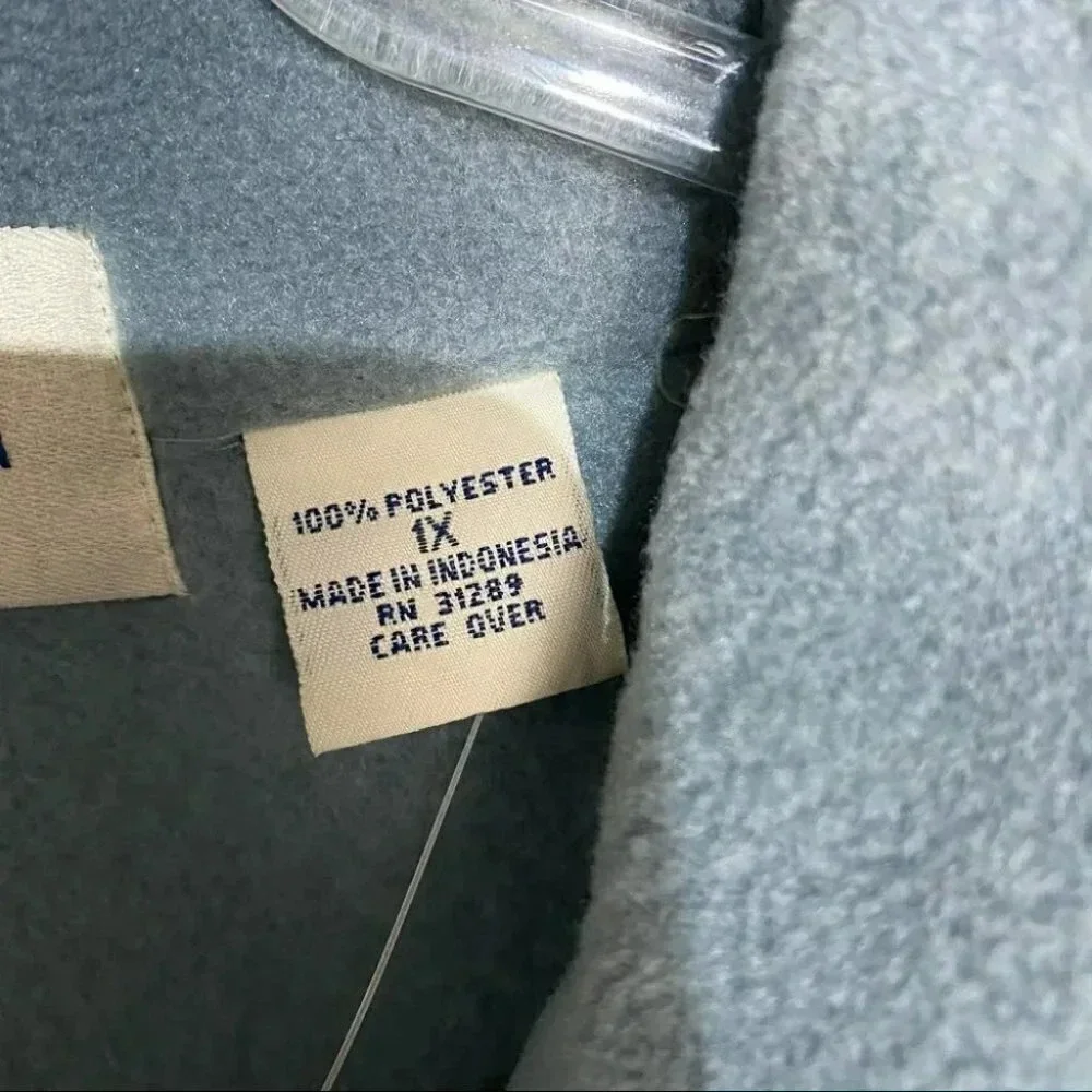 Weekend Fleece Jacket Blue Gray Button Front Pockets Cozy Coat Shacket Womens 1X